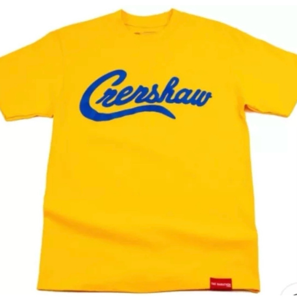 The Marathon Clothing Crenshaw T-Shirt Yellow With Blue Logo Men Size Small NWT!